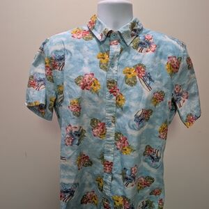 Disney Floral Multicolor Short Sleeve Shirt